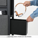 YITAHOME King Size with 2 Storage Drawers and Charging Station, Linen Upholstered Platform Bed with Storage Headboard and LED Light, Heavy Duty Metal Support, No Box Spring Needed, Noise Free, Grey YITAHOME