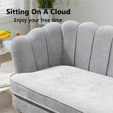 Anwick 59" Small Modern Chenille Loveseat Sofa, 2-Seater Sofa with Gold Metal Legs, Small Couch with Flower Shaped Back for Living Room Bedroom Office (Light Gray) Anwick