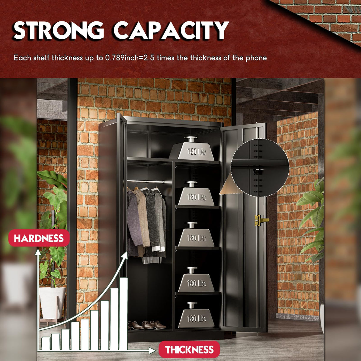 Pataku Garage Storage Cabinets, Black Metal Cabinet with Locking Doors and Shelves, 72.5"x 36"x18" Steel Tool Cabinet for Home Office, Basement, Pantry, File, Large Capacity… Pataku