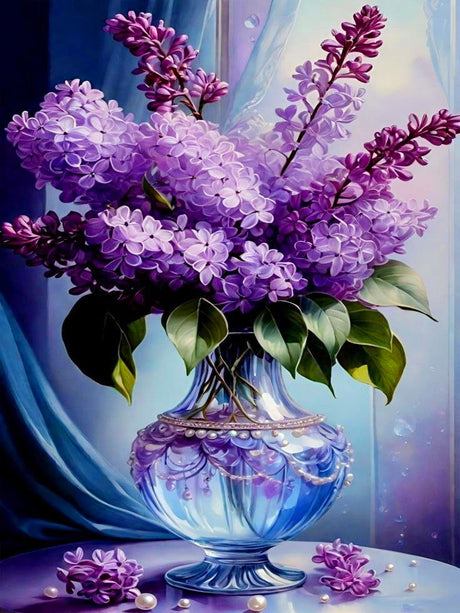 Ekuxom Flower Diamond Painting Kits for Adults, DIY 5D Diamond Art Sets for Adults Beginners, Full Drill Round Diamond Painting Crafts for Home Wall Art Decor 12x16 inch (Lavender Vase) Ekuxom