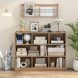 Tangkula Natural 8-Cube Wood Bookcase - Modern 3-Tier Open Storage Shelf for Stylish Organisation Tangkula