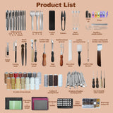 EDIETH Professional Leather Craft Tools Kit Leather Working & Tooling Set with High-Carbon Steel Stamping, Punching, Sewing, Engraving Tools, Custom Cutting Mats for Leathercraft Projects EDIETH