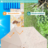 Giantex 10FT Patio Umbrella, Outdoor Table Market Umbrella with 8 Bamboo Ribs, Pulley Lift and Ventilation Hole, Outdoor Sunshade Umbrella for Poolside Backyard Beach (Beige) Giantex