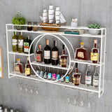 Wine Rack Wall Mounted 3 Tier Metal, Floating Shelves With LED Light, Hanging Floating Bar Liquor Bottles, Liquor Bar Display Shelf, For Home Kitchen(White,100x80x15c) Qxgylz