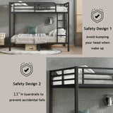 Full Over Full Bunk Bed with Headboard and Ladder, Full Size Bunk Beds with Full Length Guardrail, Convertible Bunk Bed for Adults, Teens, Heavy Duty Bunk Beds Full Size Bellemave