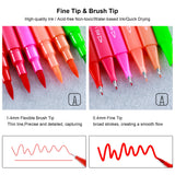 KALOUR 72 Art Markers Pens Set, Dual Tip Brush and Fine Point, Color Number and Name, Zipper Case, Adult Coloring, Lettering, Drawing KALOUR