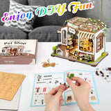 DIY Miniature House Kit,Tiny House Pet Shop with Furniture & LED,DIY Dollhouse Miniature Kit for Adults Teen,Mini House Building kit,3D Wooden Craft Mini Model Kit,Birthday Gifts Home Decor lovelyhome