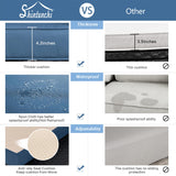 Shintenchi 5 Pieces Outdoor Patio Sectional Sofa Couch, Black PE Wicker Furniture Sets, Patio Conversation Sets with Washable Cushions Glass Coffee Table for Garden, Poolside, Backyard, Aegean Blue Shintenchi