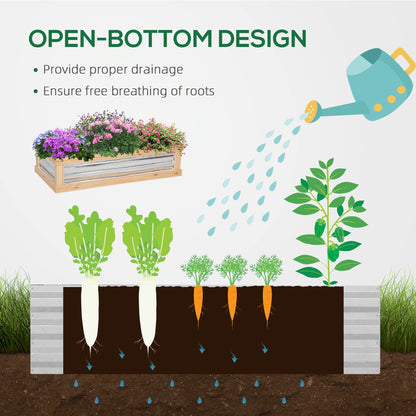 Outsunny Raised Garden Bed with Polycarbonate Greenhouse, Wooden Garden Cold Frame Greenhouse, Flower Planter Protection, 48" x 24" x 32", Natural - WoodArtSupply