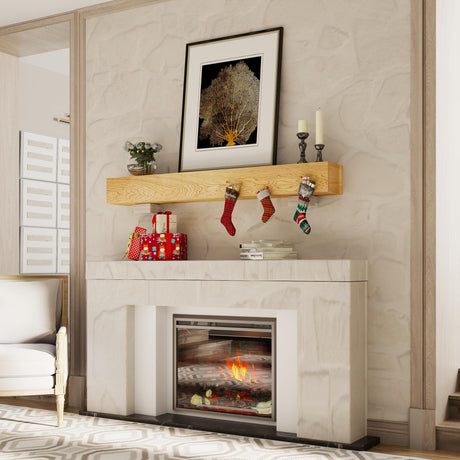 Heimlove Fireplace Mantel 48 Inch,Floating Fireplace Mantel Wood Shelf,Wall Mounted Rustic Wood Display Shelf for Home Decor,Rustic Traditional,Farmhouse Fireplace Mantel Shelves | 48"x 8"x 6"-Natural Heimlove