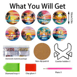 8 PCS Beach Moon Diamond Art Coasters Kits, Diamond Painting Coasters with Holder Set of 8, DIY Drink Coasters Art Crafts Supplies for Adults Cup Mat for Home Decor House Warming Gifts 3.9inch Yanfairy