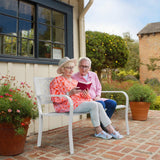 VINGLI 50" Outdoor Bench Metal with Floral Back, Garden Bench Front Porch Bench for Yard Patio Entryway Park Outside, 800lb Capacity - White VINGLI