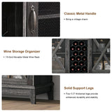 Wine Cabinet, Coffee Bar Cabinet with Storage, 54" Liquor Cabinet Bar for Home, Wine Bar Cabinet with Glass Rack, Drawer and LED Lights, Farmhouse Buffet Sideboard for Dining Room, Kitchen, Grey JOINICE