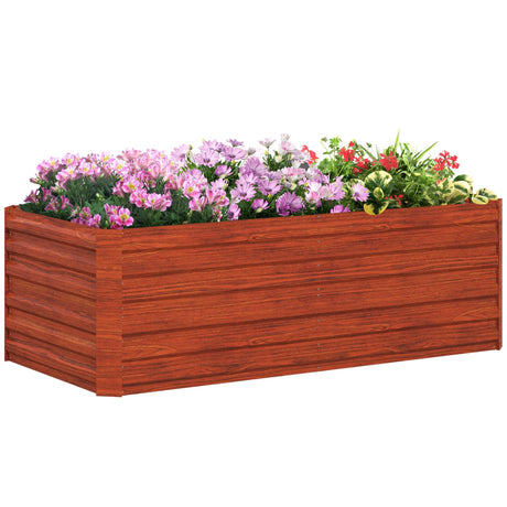 Outsunny Galvanized Raised Garden Bed Kit with Reinforcing Bars, Large and Tall Metal Planter Box for Vegetables, Flowers and Herbs, 6' x 3' x 2', Dark Brown Outsunny
