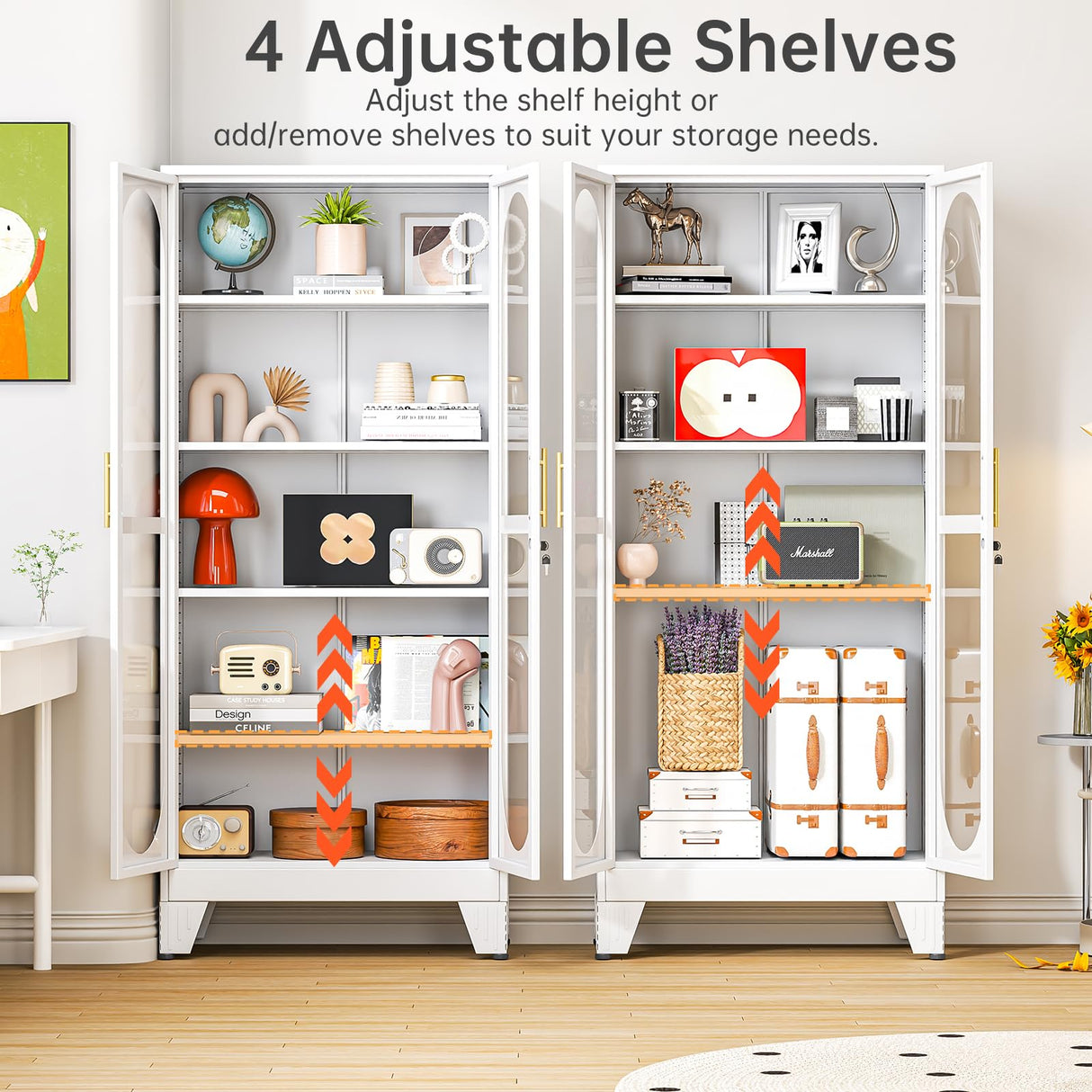 baoliwo Display Cabinet with Glass Door, 71" Tall Storage Cabinet with Adjustable Shelves, Metal Curio Cabinet Multi-Purpose Display Case for Collectibles Bedroom Living Room Office baoliwo