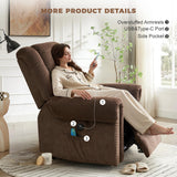 HUSFU Dual Motor Lay Flat Power Lift Recliner Chair for Elderly with Heat and Massage, Infinite Position Large Recliner Chairs w/USB Ports and Remote Control,Chenille,Brown HUSFU