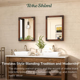 TokeShimi 18x26 Inch Farmhouse Bathroom Mirror Rustic Wooden Framed, Natural Wood with Walnut Accents, Water-Proof, French Cleats Installation, HD-Reflection and Shatter-Proof Glass TokeShimi