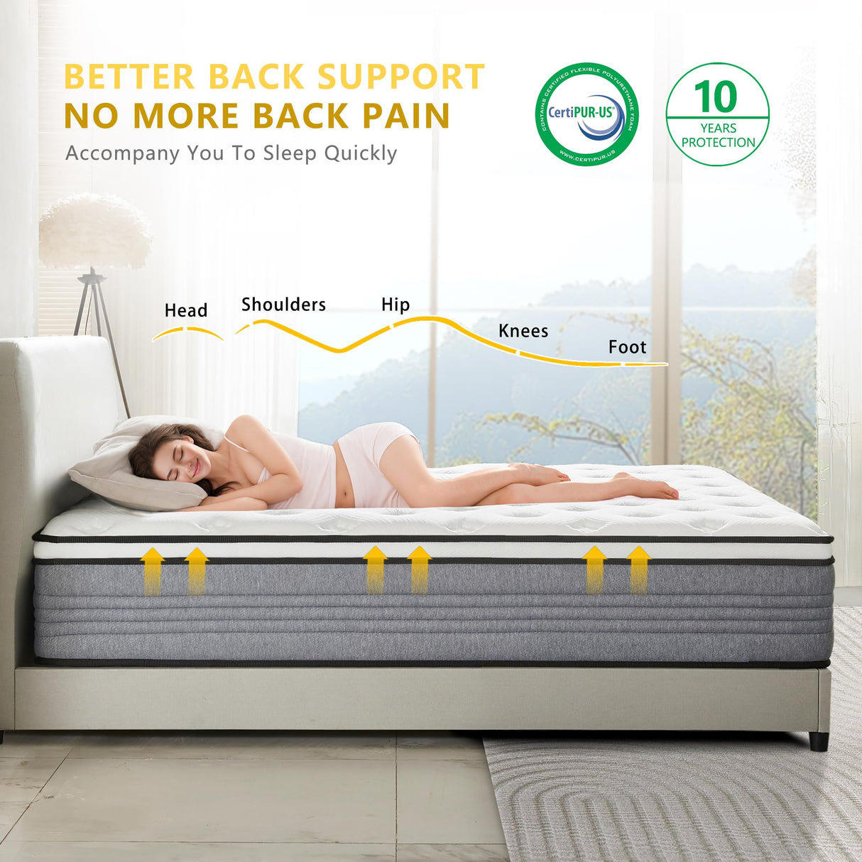 Vipcute King Mattress, 12 Inch King Size Mattresses, 12 Inch Hybrid Pocketed Coil Mattress in a Box with Gel Memory Foam, Medium Firm, CertiPUR-US Certified Vipcute