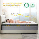 Vipcute Twin Mattress, 10 Inch Twin Size Mattresses, 10 Inch Hybrid Pocketed Coil Mattress in a Box with Gel Memory Foam, Medium Firm, CertiPUR-US Certified Vipcute