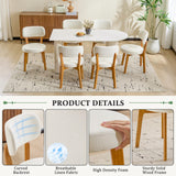 Furniliving Wooden Dining Chairs Set of 2, Mid-Century Modern Linen Upholstered Kitchen Chair with Solid Oak Wood, Farmhouse Dining Room Chairs, Beige Furniliving