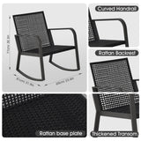Temminkii Bistro 3 Piece Patio Furniture Set, Patio Table and Rattan Outdoor Rocking Chairs Set of 2, Outdoor Bistro Conversation Set for, Garden, Balcony, Poolside, Backyard, Beige Temminkii