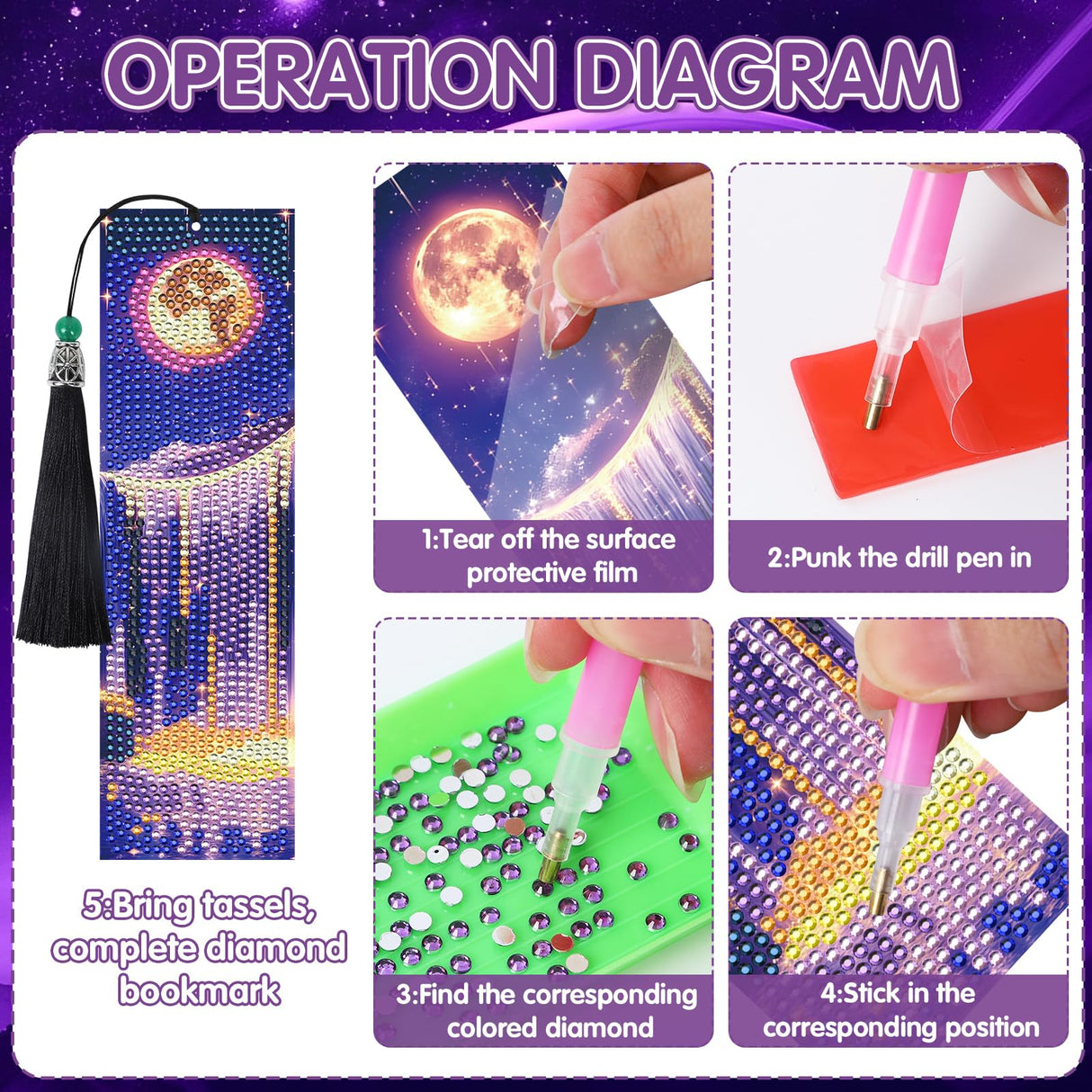 Sitsink Landscape Diamond Art Bookmarks - 8 Pcs Polar Lights Aurora Diamond Painting Kits Bookmarks Set Scenery Design Sitsink
