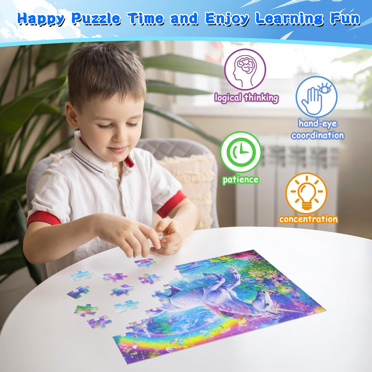 100 Piece Puzzles for Kids Ages 4-6 6-8 Unicorn Rainbow Jigsaw Puzzles Kids Puzzles Ages 5-8 100 Piece Puzzle for Adults Kids Learning Educational Toys Gifts for Girls Boys Sopu