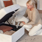 Vorthio Cloud Couch Sectional 110.2'' Oversized Modular Deep Seat Sofa L Shaped Comfy White Cloud Couch with Washable Cover for Living Room 3 Seater with 1 Ottoman Vorthio