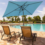 Aok Garden 6.5x10 ft Rectangular Patio Umbrella Outdoor Market Table Aluminum Pole Umbrella with Tilt and Crank 6 Sturdy Ribs for Deck Lawn Pool, Lake Blue Aok Garden