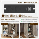 T4TREAM Corner Vanity Desk with Mirror and Lights, Makeup Desk with 3 Way Mirror and Lights, Farmhouse Vanity Table with Charging Station & Glass Top, 48" Vanity Desk with 3 Drawers(Light Rustic Oak) T4TREAM