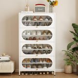 Foreate 8-Tier Tall Shoe Storage Cabinet with 4 Flip-Up Doors & Removable Shelves, 54” Metal Cabinet Shoe Rack Organizer for 24-32 Pair Shoes, Tall Freestanding Modern Entryway Shoe Cabinet-Glass Door Foreate