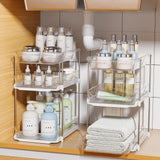 Delamu 2 Sets of 3-Tier Bathroom Under Sink Organizers and Storage, Multi-Purpose Stackable Pantry Organization and Storage, Pull Out Clear Kitchen Bathroom Cabinet Organizer with Movable Dividers Delamu
