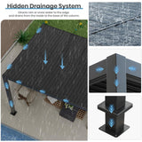 10' ×13' Outdoor Louvered Pergola, Aluminum Outdoor Louvered Pergola Patio with Adjustable Roof for Outdoor Deck (Black, 10x13) Sumshadow