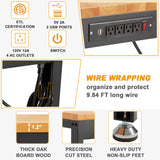 AHB 60" Workbench Adjustable Height, Oak Wood Work Table with Power Outlets, Max 2000 LBS, Heavy Duty Work Bench for Garage Party Shop Office AHB