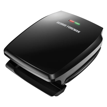 George Foreman GR340FB 4-Serving Classic Plate Electric Indoor Grill and Panini Press, Black