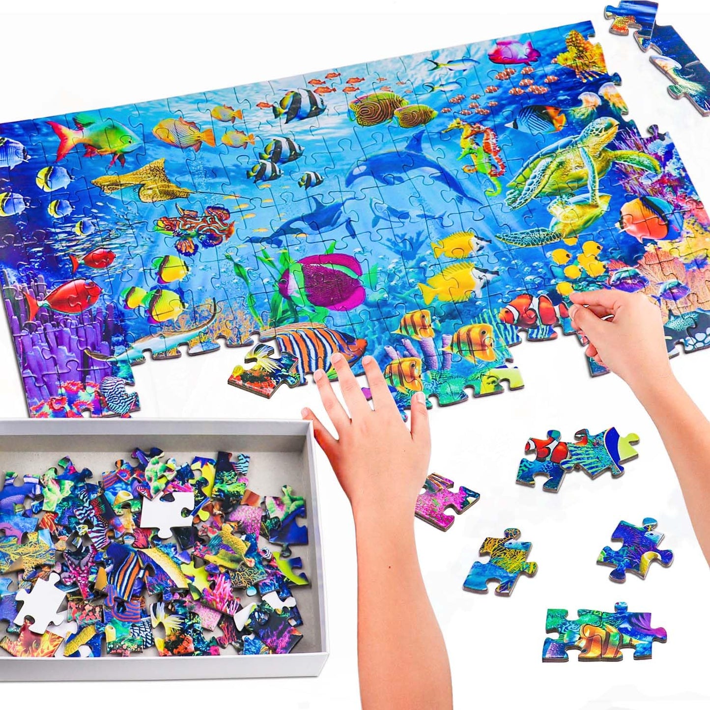 Puzzles for Kids Ages 6-8 8-10 Year Old - Ocean Underwater World, 200 Pieces Jigsaw Puzzles for Kids, Learning Educational Toys for Boys and Girls