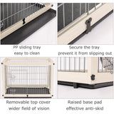 Dog Crate Furniture with Removable Top Cover, Wooden Crate with Tray, Dog Kennel Indoor for Medium/Large Dogs(White, 37.4" L*25.9W*25.8H) Furnipeture