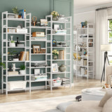 Homykic 6ft Tall Triple Wide Bamboo Bookshelf with 17 Open Shelves - Stylish Storage Solution for Home and Office Homykic