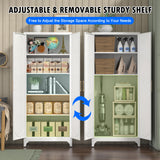 Polup White Kitchen Pantry Cabinet, 75" Tall Metal Pantry Storage Cabinet with Doors and Adjustable Shelves, Food Pantry Cabinets with Handle, Freestanding Cupboard for Living Room-Assemble Required Polup