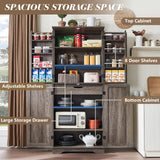 VanAcc 72" Tall Farmhouse Kitchen Pantry Cabinet with Door Organizer & Adjustable Shelves, Wooden Storage Cupboard with Drawer and Barn Doors for Kitchen, Dining Room, Living Room, Grey Oak VanAcc