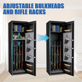 Leariso 12-15 Rifle Gun Safe, Home Safes for Rifles and Pistols, Biometric Gun Safes for Handgun with Adjustable Shelves and Pockets, Gun Cabinet with Alarm Function, Gun Locker, Black Leariso