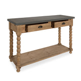 Kate and Laurel Rutledge Farmhouse Chic Two Drawer Console Table, Rustic Wood Base and Concrete Gray Top Kate and Laurel