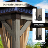 HOMPUS 12x20 FT Hardtop Wood Gazebo, Cedar Wood Frame Gazebo with Double Metal Roof, Outdoor Gazebo with Netting & Curtains, Wooden Gazebos Pavilion for Backyard, Garden, Deck, Gray HOMPUS