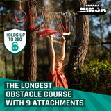 Fofana Ninja Warrior Obstacle Course for Kids – 32-Piece Backyard Playset, 9 Fun Training Obstacles, 65 Ft Slackline Kit Accessories - Outside Line Ninja Kids Toys, Outdoor Play Equipment, Jungle Gym Fofana