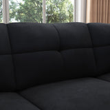 HONBAY Convertible Sectional Sofa L Shaped Couch for Small Apartment Reversible Sectional Couch for Living Room,Velvet Black HONBAY