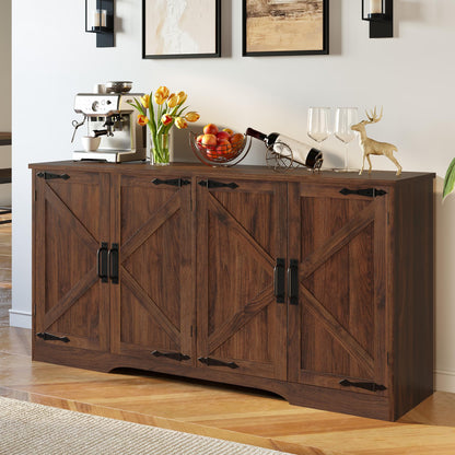 YITAHOME Sideboard Buffet Cabinet, Farmhouse Coffee Bar Cabinet with Large Storage, 62" Kitchen Cupboard with Adjustable Shelves for Living Room, Entryway, Kitchen, Dark Walnut