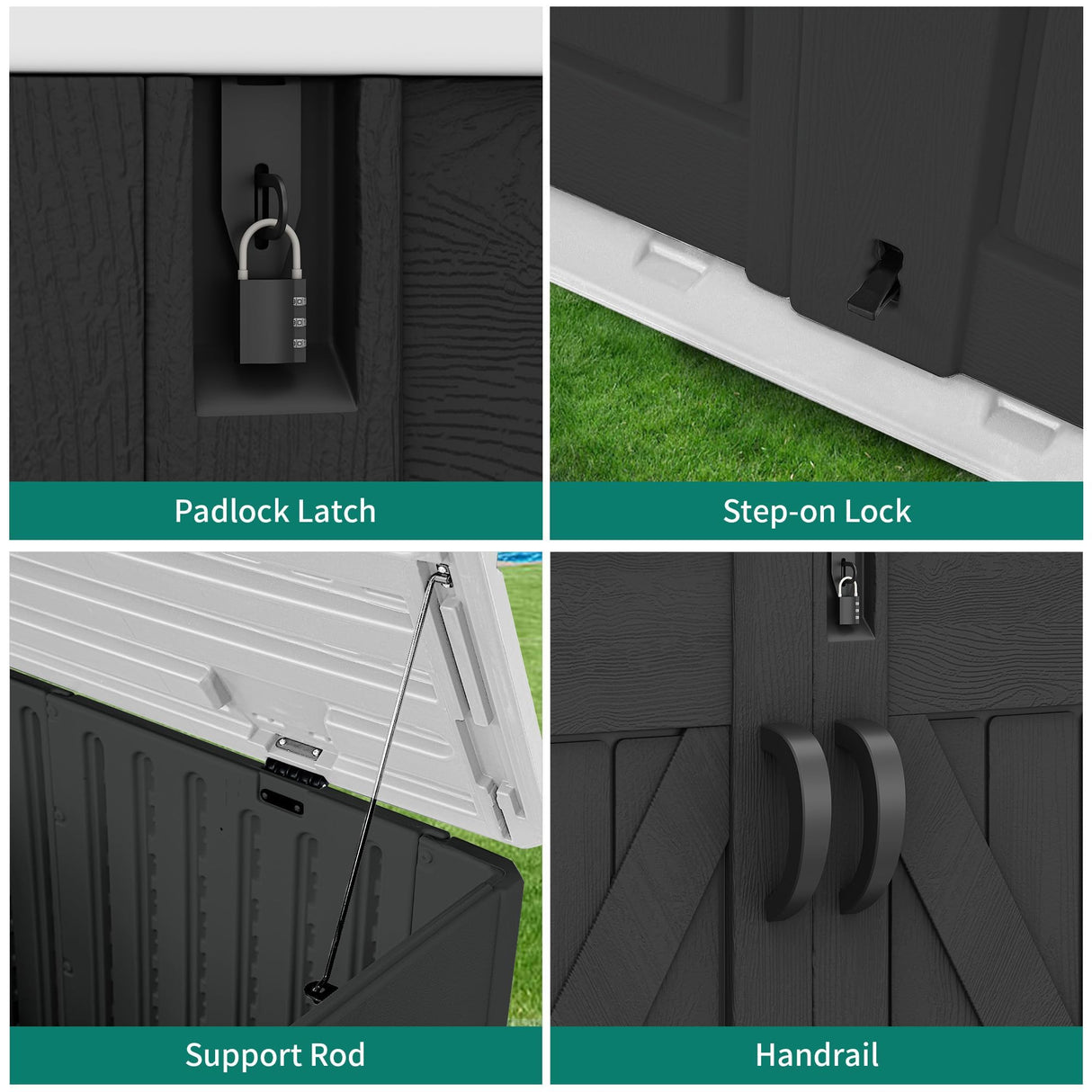 YITAHOME Outdoor Horizontal Storage Shed with X-Shaped Lockable Door, 35 Cu Ft Weather Resistant Resin Tool Shed w/o Shelf, Ideal for Bike, Trash Cans, Garden Tools, Lawn Mowers, Dark Gray YITAHOME