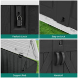 YITAHOME Outdoor Horizontal Storage Shed with X-Shaped Lockable Door, 35 Cu Ft Weather Resistant Resin Tool Shed w/o Shelf, Ideal for Bike, Trash Cans, Garden Tools, Lawn Mowers, Dark Gray YITAHOME