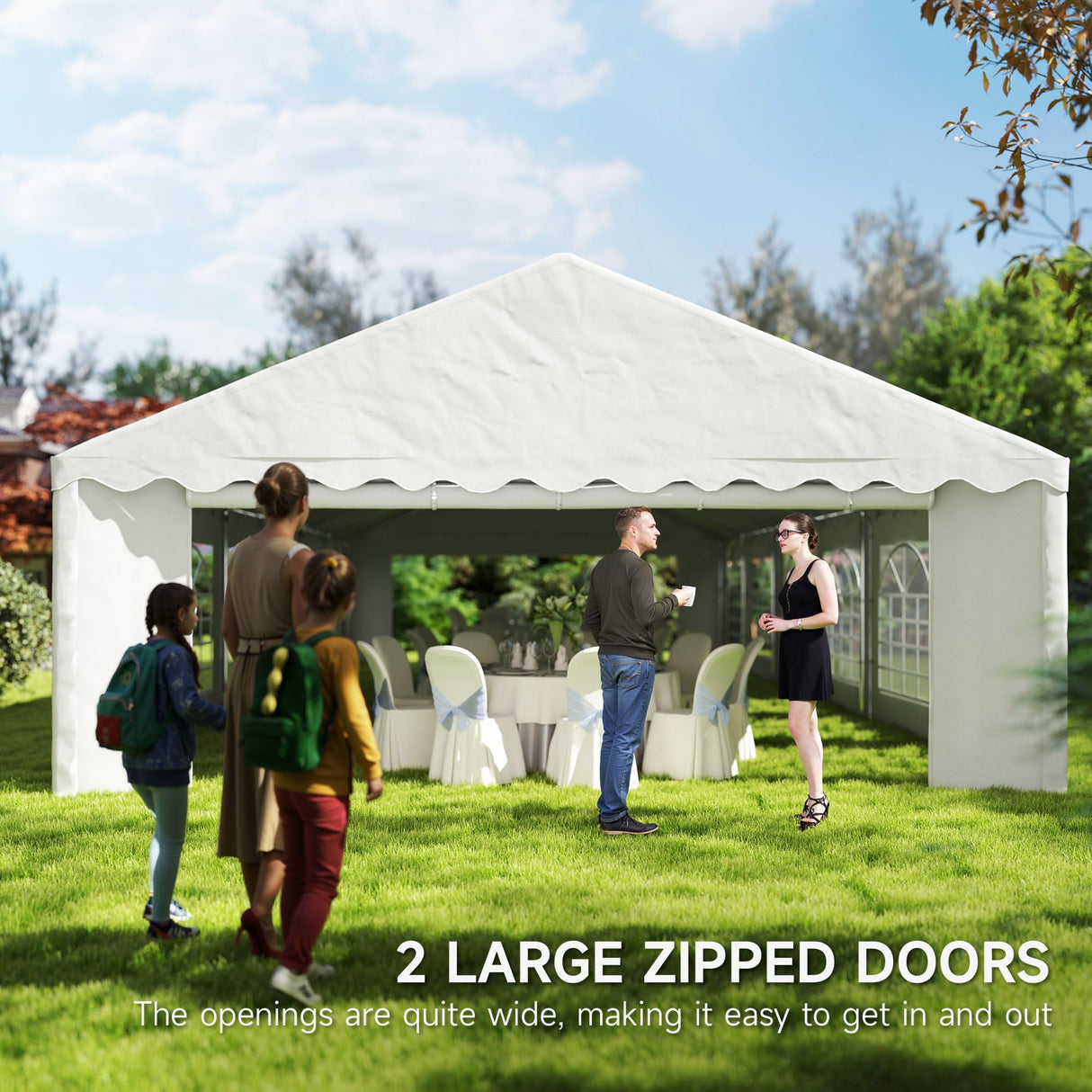 Outsunny 20' x 40' Heavy Duty Party Tent, Galvanized Outdoor Canopy Tent Large Event Shelter with Removable Sidewalls, 12 Windows and 2 Doors, Tents for Parties, Wedding, Events, BBQ Grill, White Outsunny