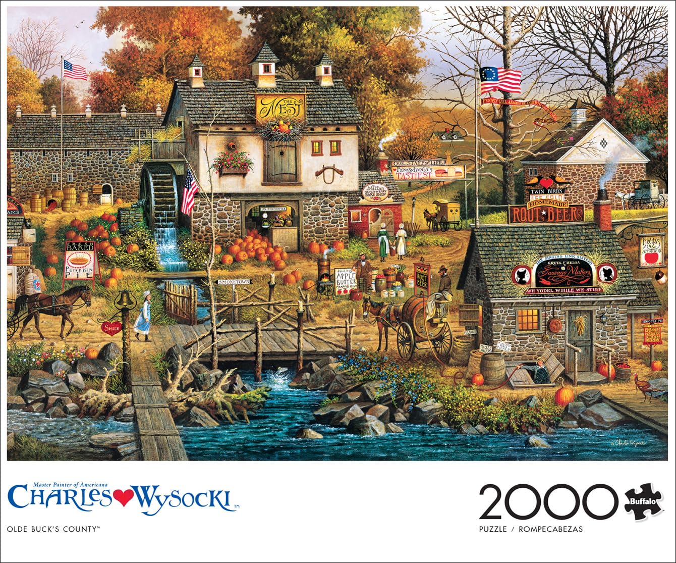 Buffalo Games - Olde Buck's County - 2000 Piece Jigsaw Puzzle for Adults Challenging Puzzle - Finished Size 21.25 x 15.00 - WoodArtSupply